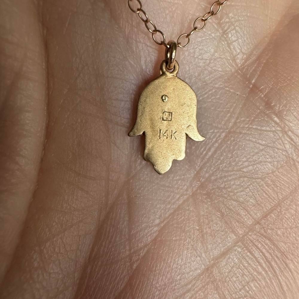 NWOT Victoria Cunningham Hamsa Crescent Moon Necklace - Picture 2 of 10